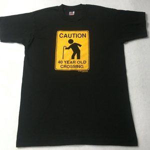 #EE Vintage Hullabaloo Caution 1992 NASHUA new hampshire single stitch tee 90's